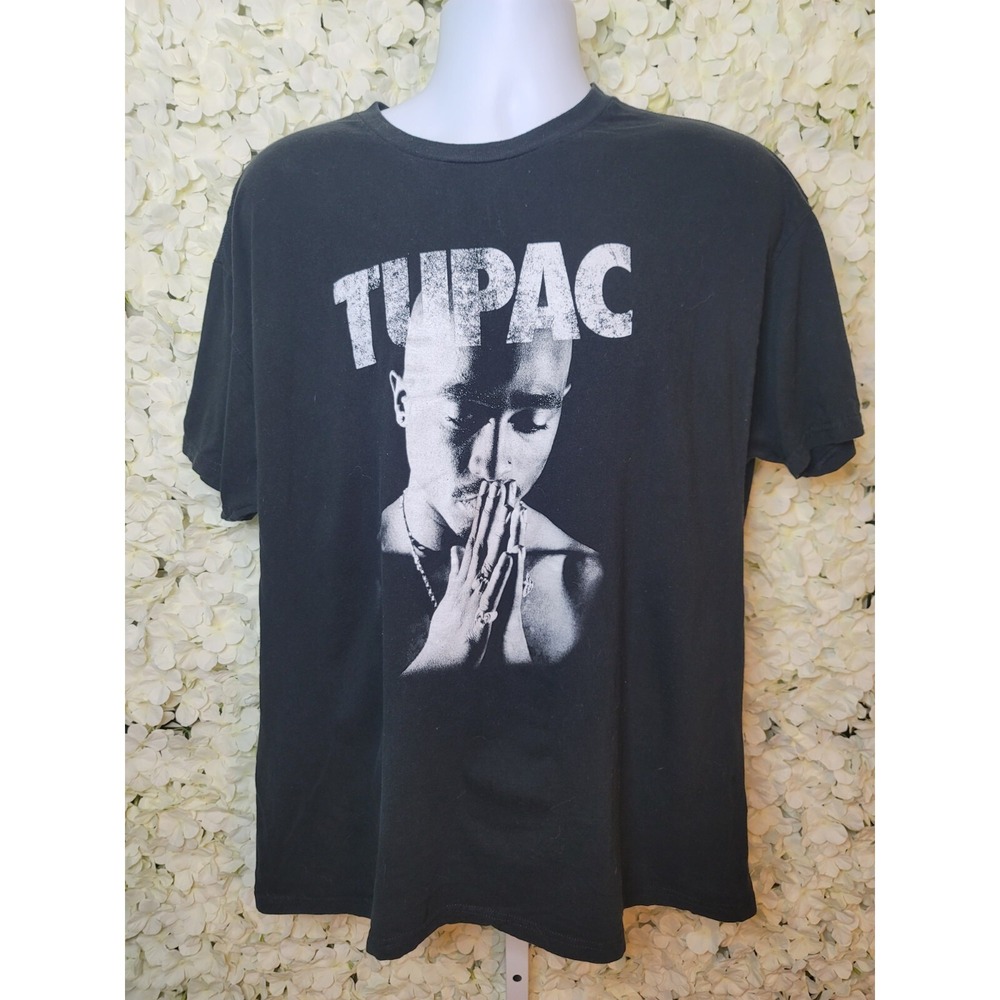 Tupac Graphic T-Shirt Mens Size‎ XL Black 2Pac Praying Hands Print